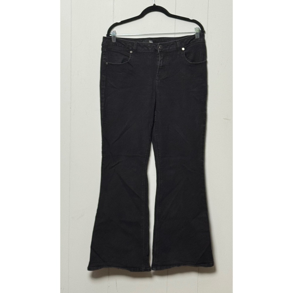 1822 Denim Women's Black High Rise Flare Jeans Size 16 Stretch Retro Style Sz 16